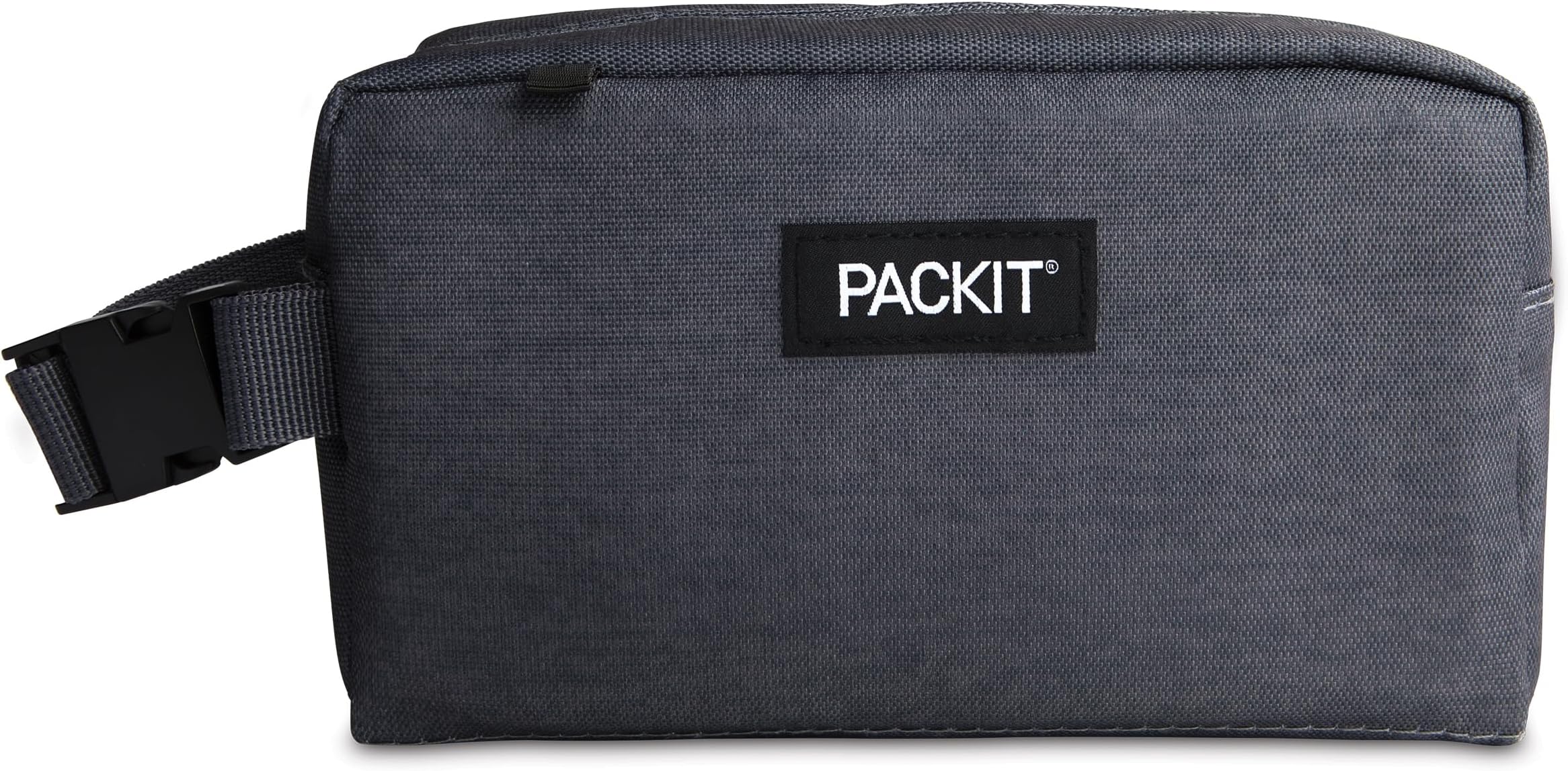 PackIt(R) Freezable Snack Box, City Charcoal, Built with EcoFreeze(R) Technology, Collapsible, Reusable, Zip Closure with Buckle Handle, For Work Snacks, Fresh Snacks On the Go, Adults, and All Ages