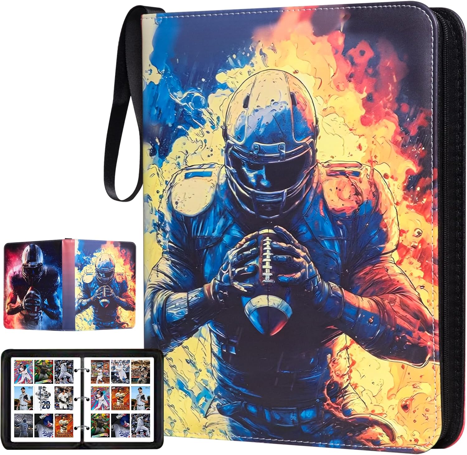 990 Pockets Football Card Binder, Sports Card Binder with Card Display Design, Card Storage Organizer Case Compatible with Trading Card and Other Sports Cards