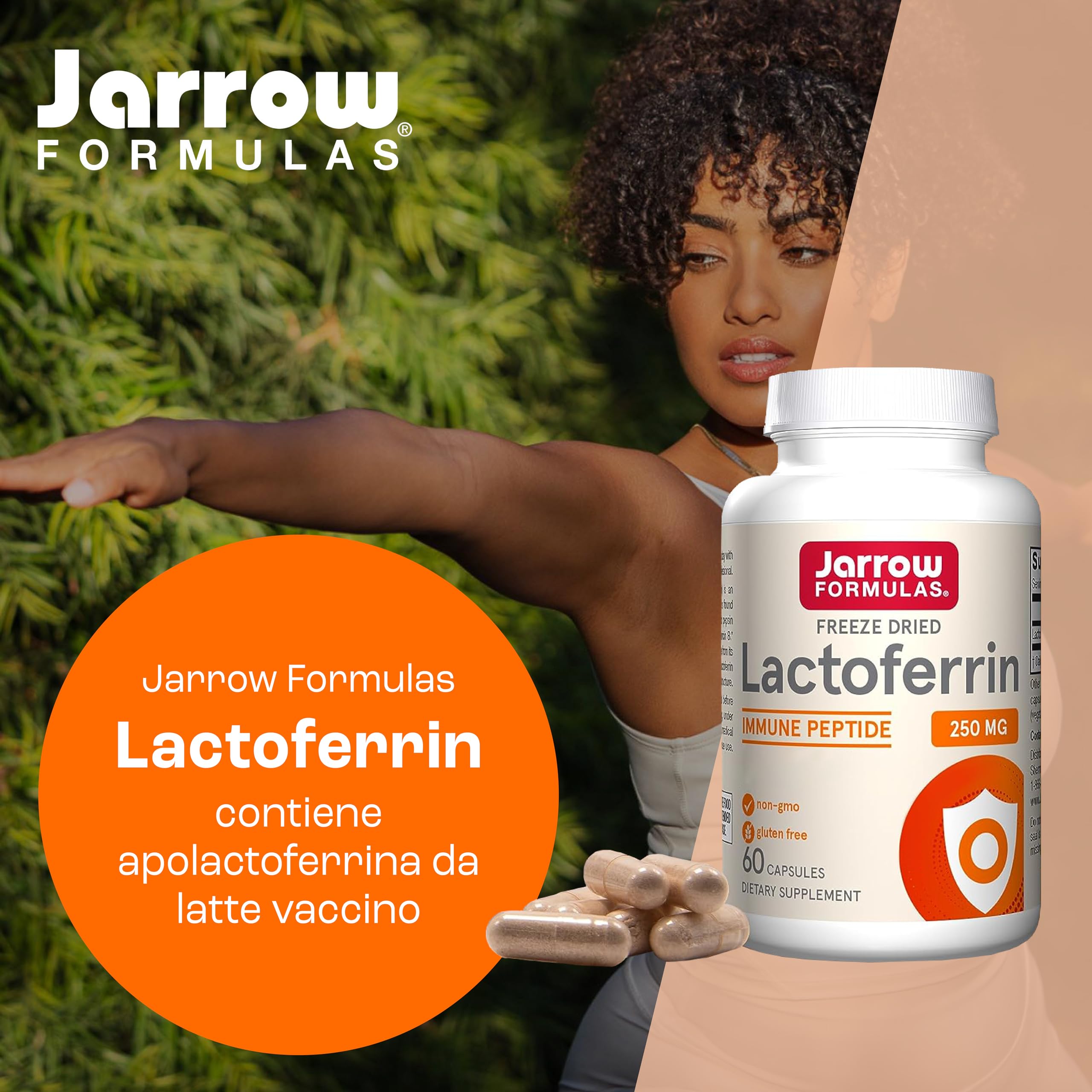 Jarrow Formulas, Lactoferrin (Apolactoferrina), 250mg, 60 Capsule, Testato in Laboratorio, Senza Soia, Senza Glutine, Non OGM