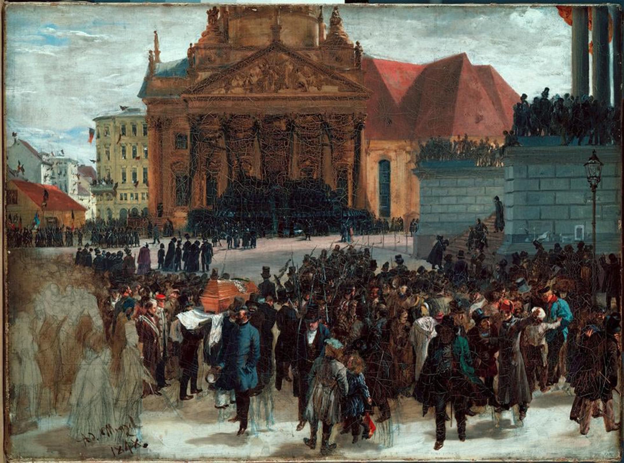 Posteriik No Frame Famous Print Pop Art Wall Art Graffiti Aufbahrung March Fallen By Adolph Menzel Art Prints For Home Decor 60X90cm