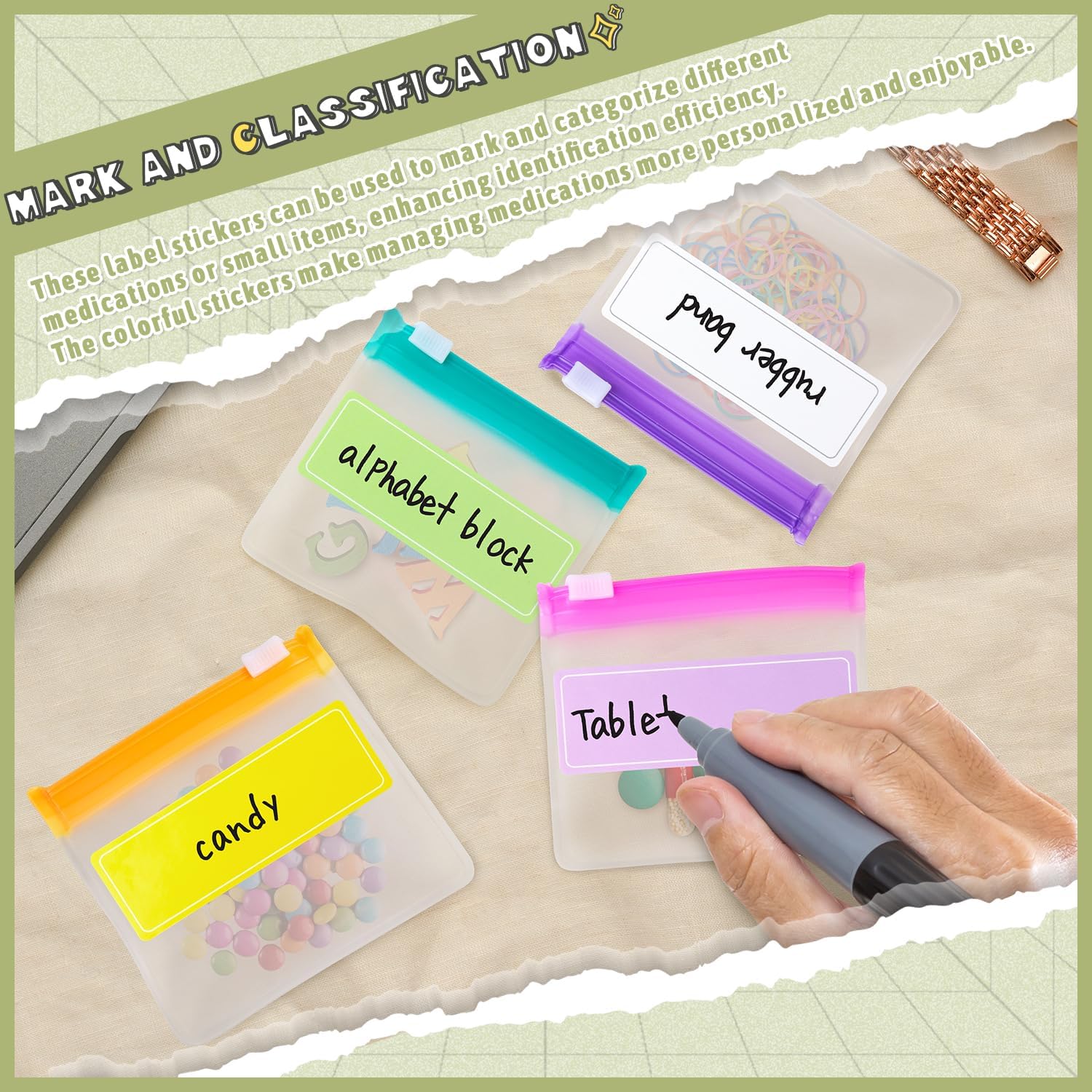 Pill Pouch Bags Reusable Travel Pill Pouches with Labels Set 21 Pcs Pill Baggies Daily Medicine Pill Organizer Small Medicine Bag Self Seal Plastic Pill Packets with Slide Lock (7 Colors)