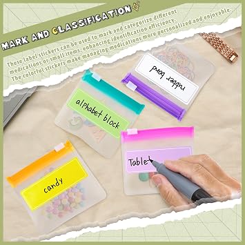 Hap Torbası Torbaları Yeniden Kullanılabilir Seyahat Hap Torbaları Etiketli Set Hap Baggies Günlük Tıp Hap Düzenleyici Küçük İlaç Çantası Kendinden Mühürlü Plastik Hap Paketleri Slayt Kilitli