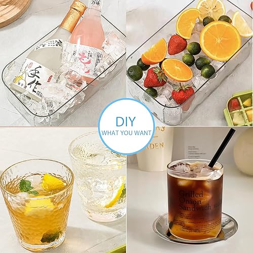 Miniatura 6 de Bandeja para cubitos de hielo con tapa y contenedor, paquete de 2 bandejas de cubitos de hielo para congelador, 64 cubos de hielo, fácil de usar,