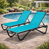 Vista 16 de Kozyard Tumbona para exteriores, tumbona ajustable para patio con marco de aluminio y patas de resina, tela de textileno para piscina, patio trasero
