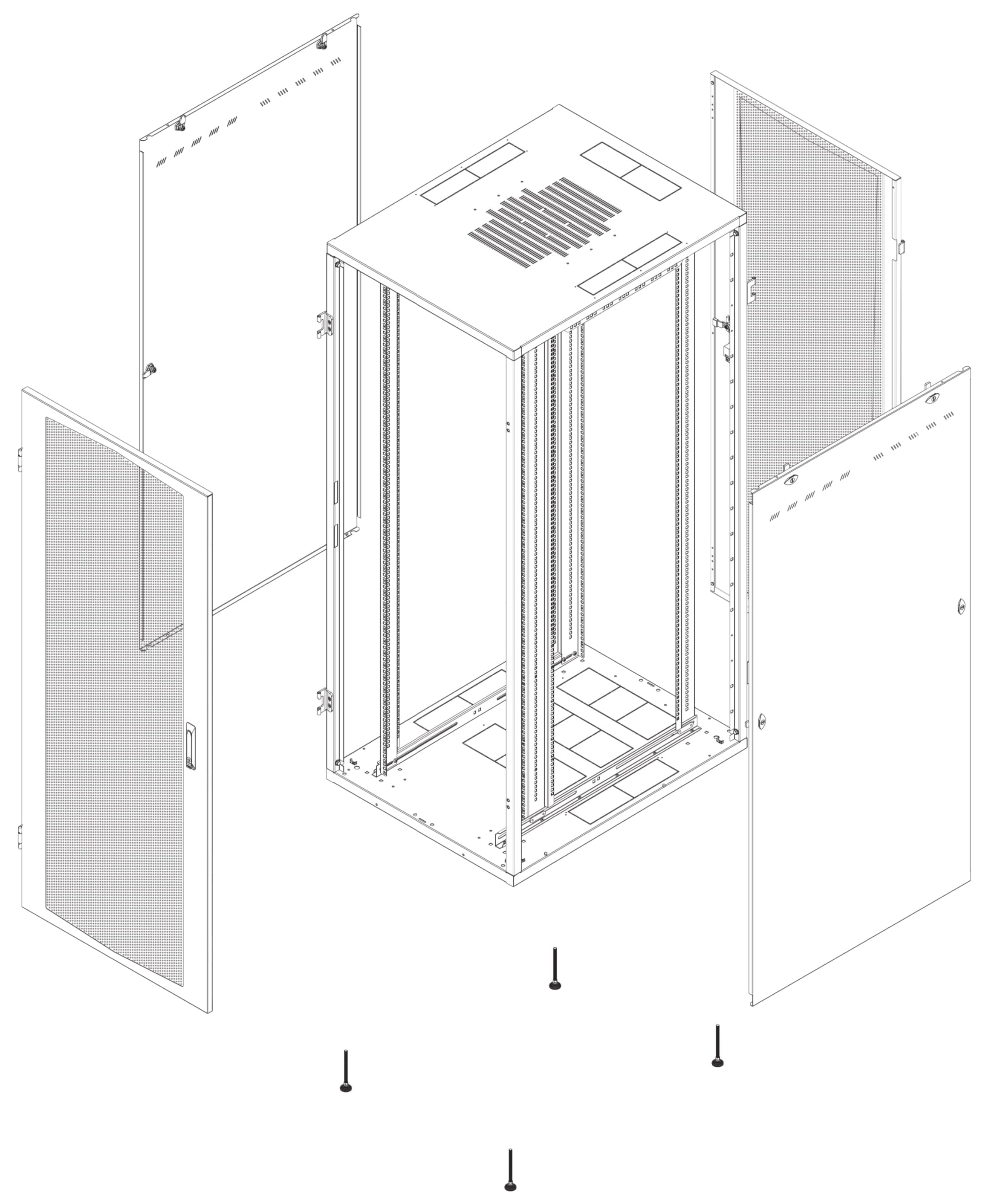 INTELLINET 161415 Armadio Server Rack NextGen 1000 19" 800x1200 42U Nero Porta Grigliata Nero