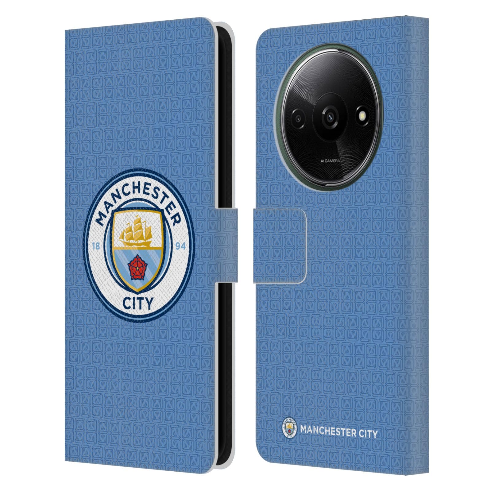 Head Case Designs Officially Licensed Manchester City Man City FC Home 2021/22 Badge Kit Leather Book Wallet Case Cover Compatible with Xiaomi Redmi A3