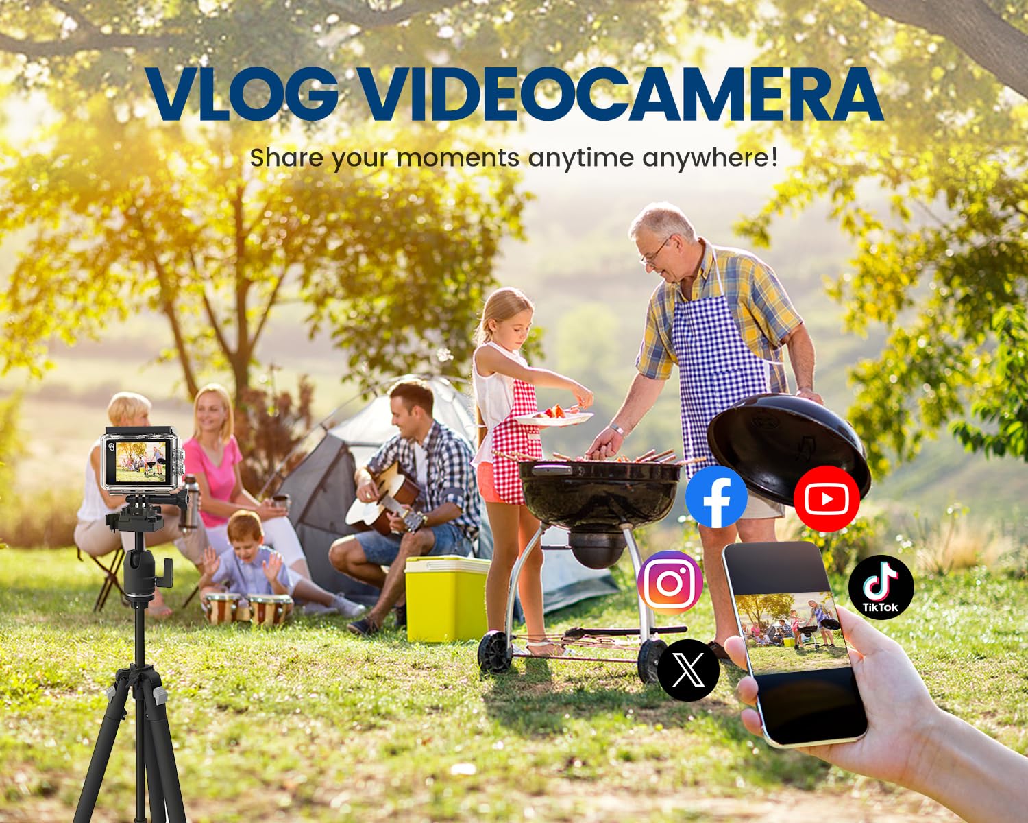 Action Cam 4K a Doppio Schermo, 48MP WIFI Videocmera con Scheda SD da 64GB,131ft Fotocamera Subacquea, 170° Telecamera Moto con Telecomando, Microfono, 2 Batterie,Accessori Multifunzione.