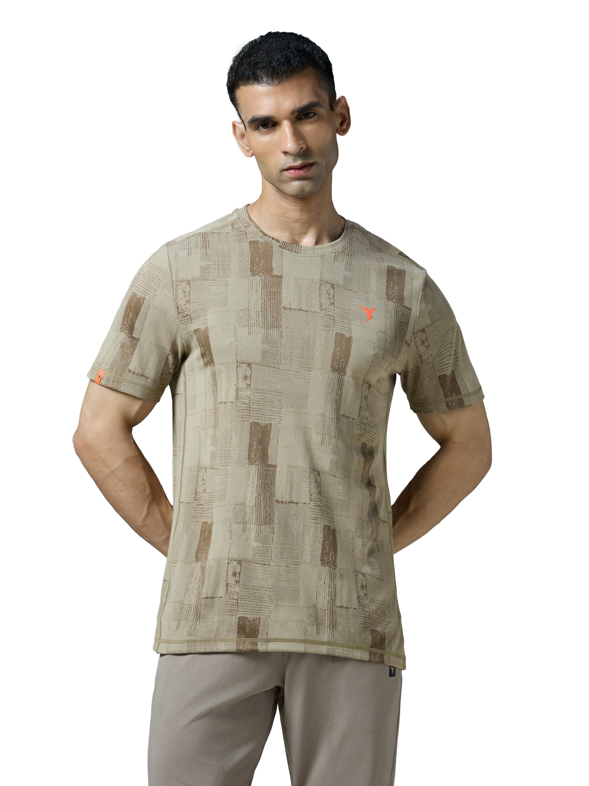 Men's Slim Fit Crew Neck Half Sleeve Printed Jacquard T-Shirt with Technocool+, UPF50+ for Gym, Sports & Regular use-image-15