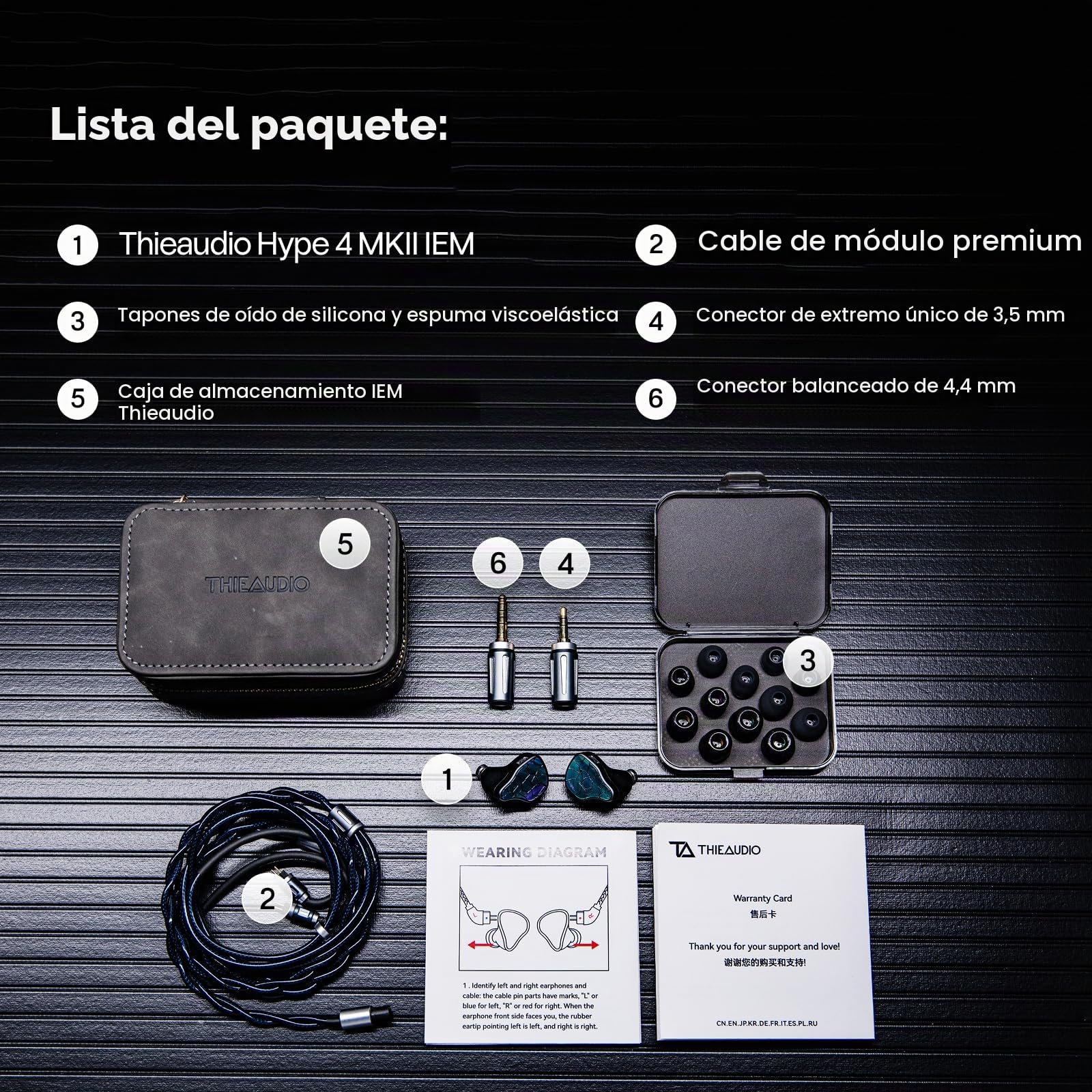 Linsoul THIEAUDIO HYPE 4 MKII 2DD + 4BA In Ear Monitor Híbrido,Auriculares IEM HiFi con Cable,Afinación Neutral y Atractiva,Audífonos Gaming de Aluminio CNC con Cable Modular de 3,5/4,4mm para Músicos