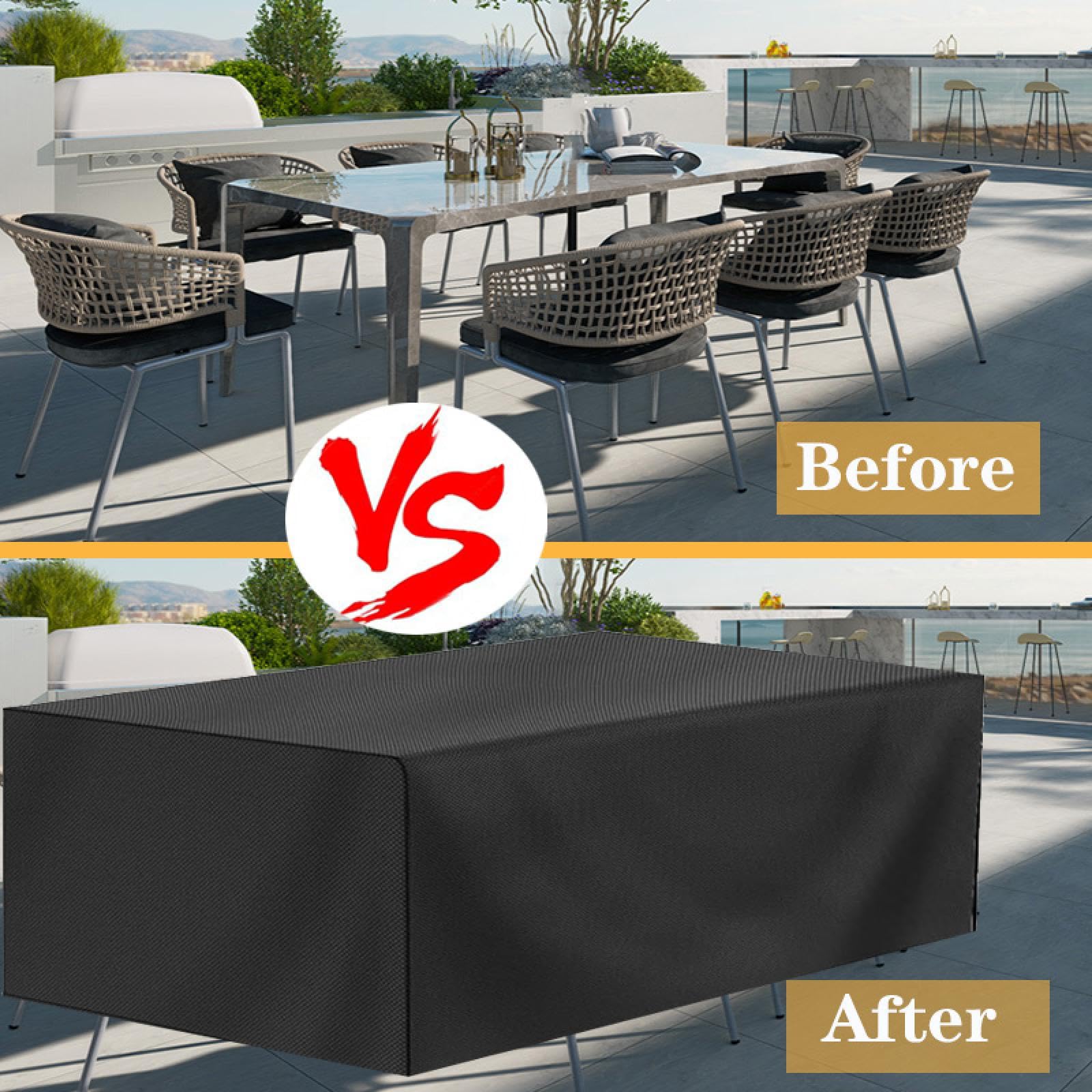 Housse Protection Table Jardin 270x270x90cm/LXlXH Bache Protection Table Exterieur,Tissu Oxford 600D Housse de Protection Imperméable Idéale pour Meubles Jardin et Les Tables à Manger Noir