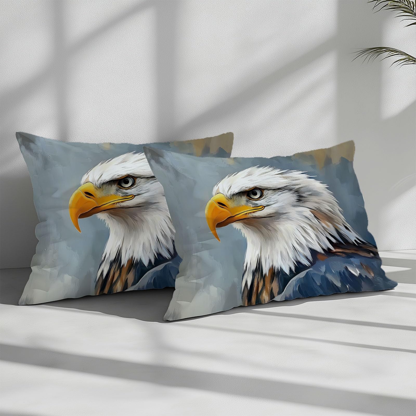 Juego de funda nórdica con estampado Sencillo Pintura Al óleo águila Calva para adultos, adolescentes De Microfibra con Cremallera Gris Funda nórdica Lavable - 230 x 220 cm Ropa de cama