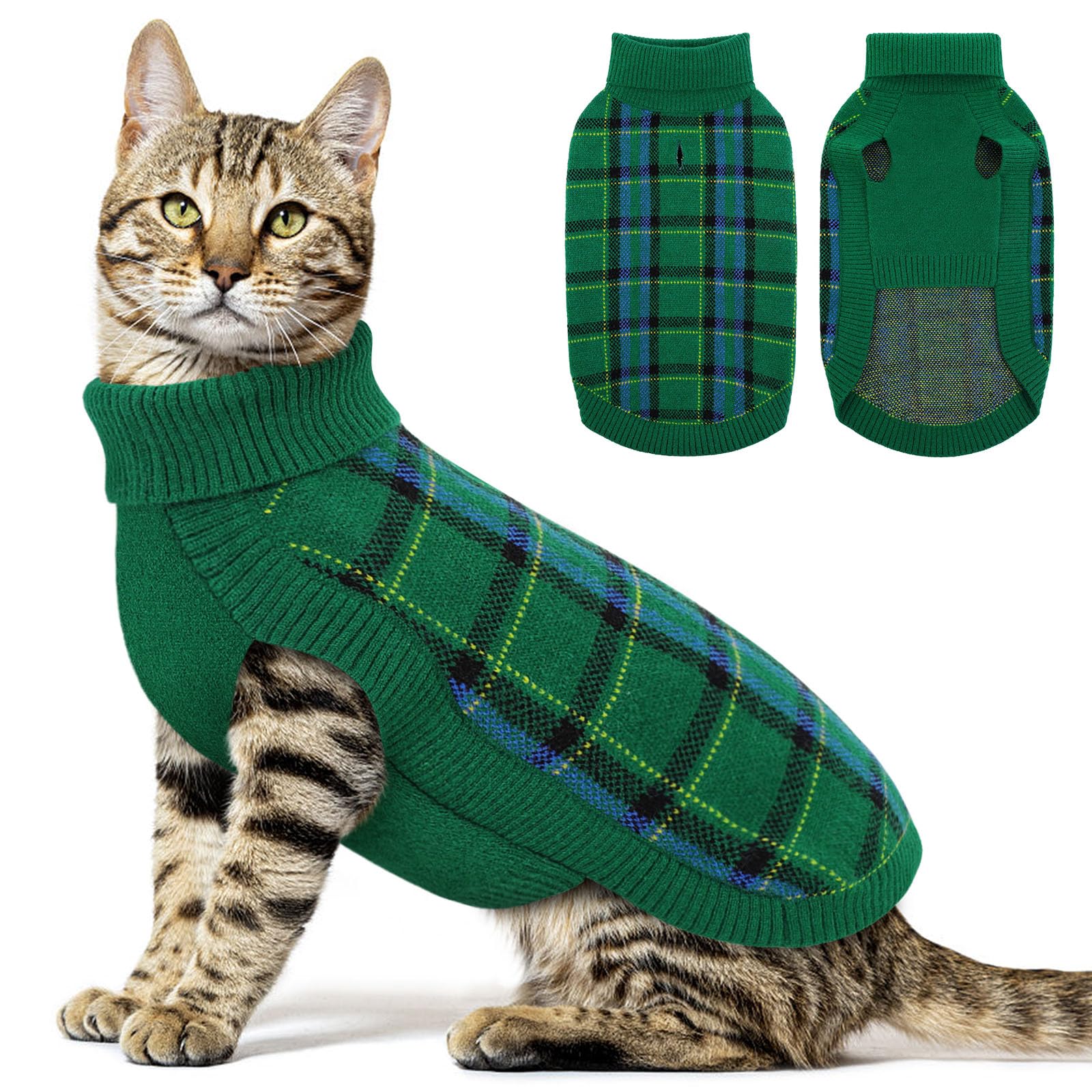 Queenmore Dog Jumper XS Knitted Puppy Pullover (Green, XS)