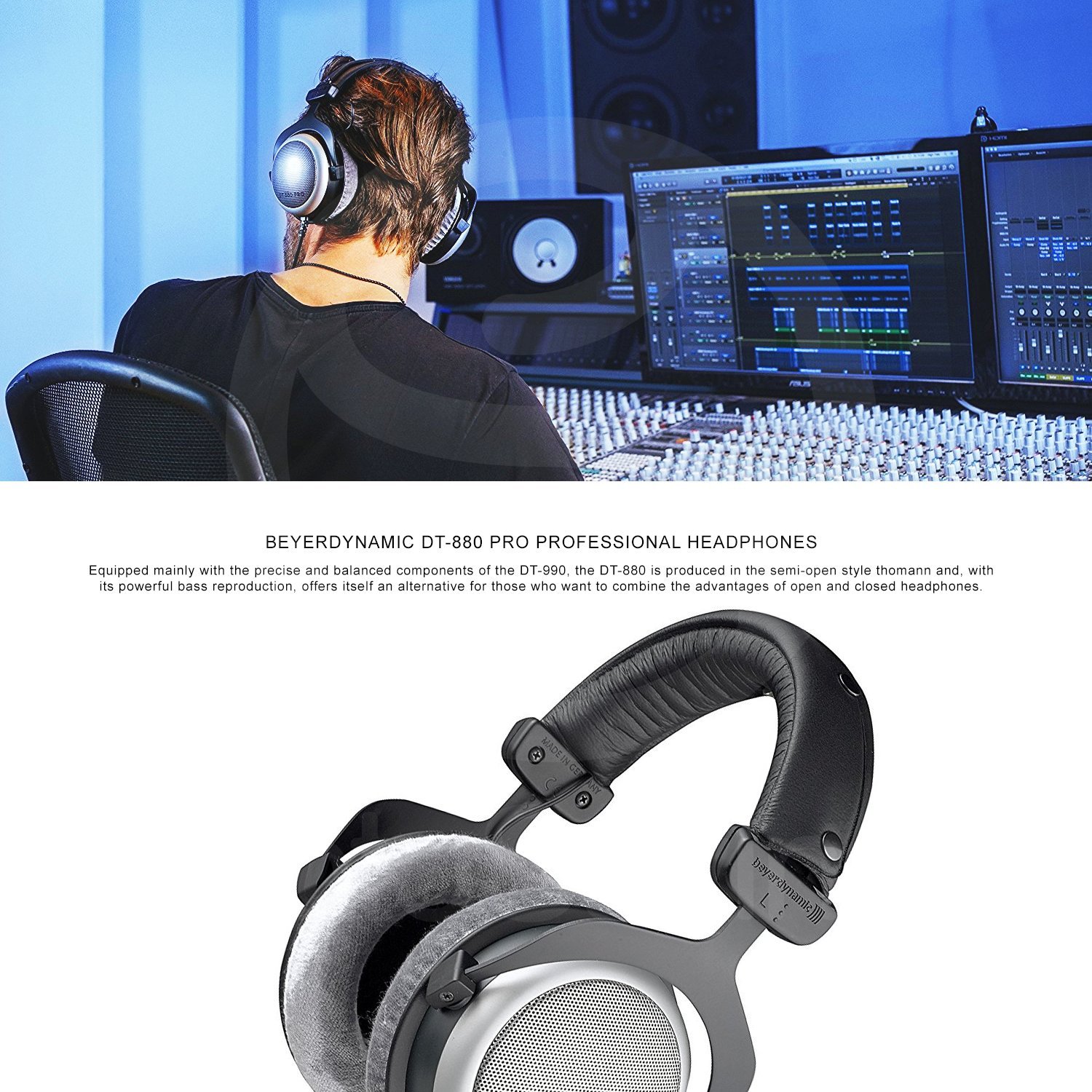 Amazon.com: Beyerdynamic DT 880 Pro Over-Ear Studio Headphone (490970)  w/Deluxe Bundle - Amplifier + Cleaner + Fibertique Cloth : Musical  Instruments