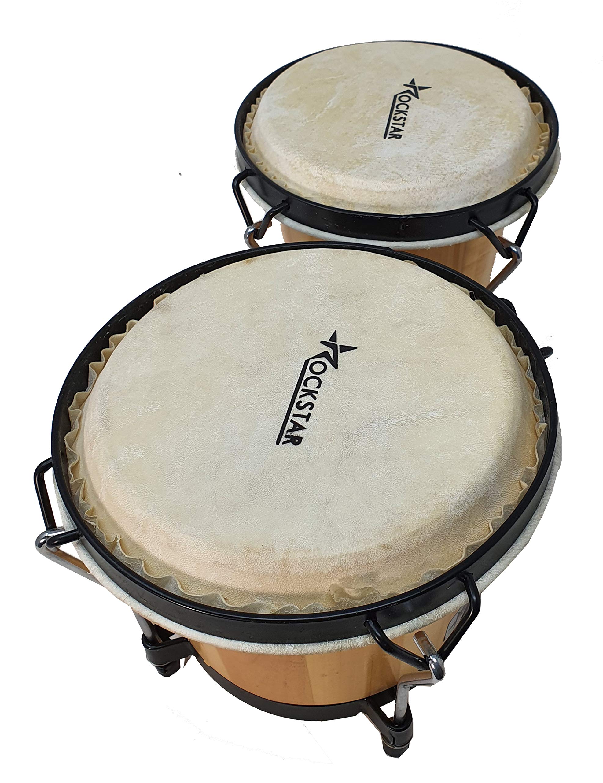 BONGO DE MADERA COLOR NATURAL ROCKSTAR LS105F-NT 6,5" y 7,5" PARCHE PIEL DE BUFALO - ROCKMUSIC