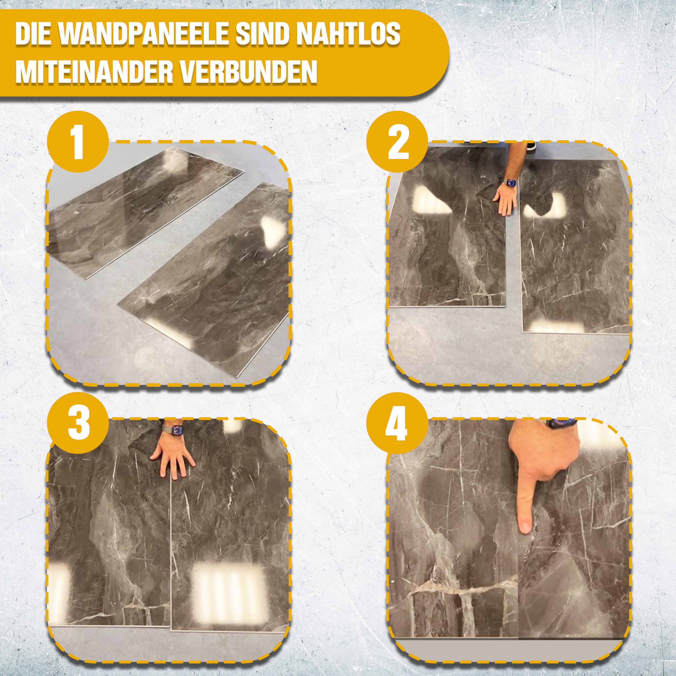 AS Country Stone Wandpaneele in Marmoroptik - 60x120 cm | PVC Wandverkleidung mit echtem Quarz und Steinmehl für Küche, Bad & mehr | Küchenrückwand Platte Wandpaneel | Concrete Light