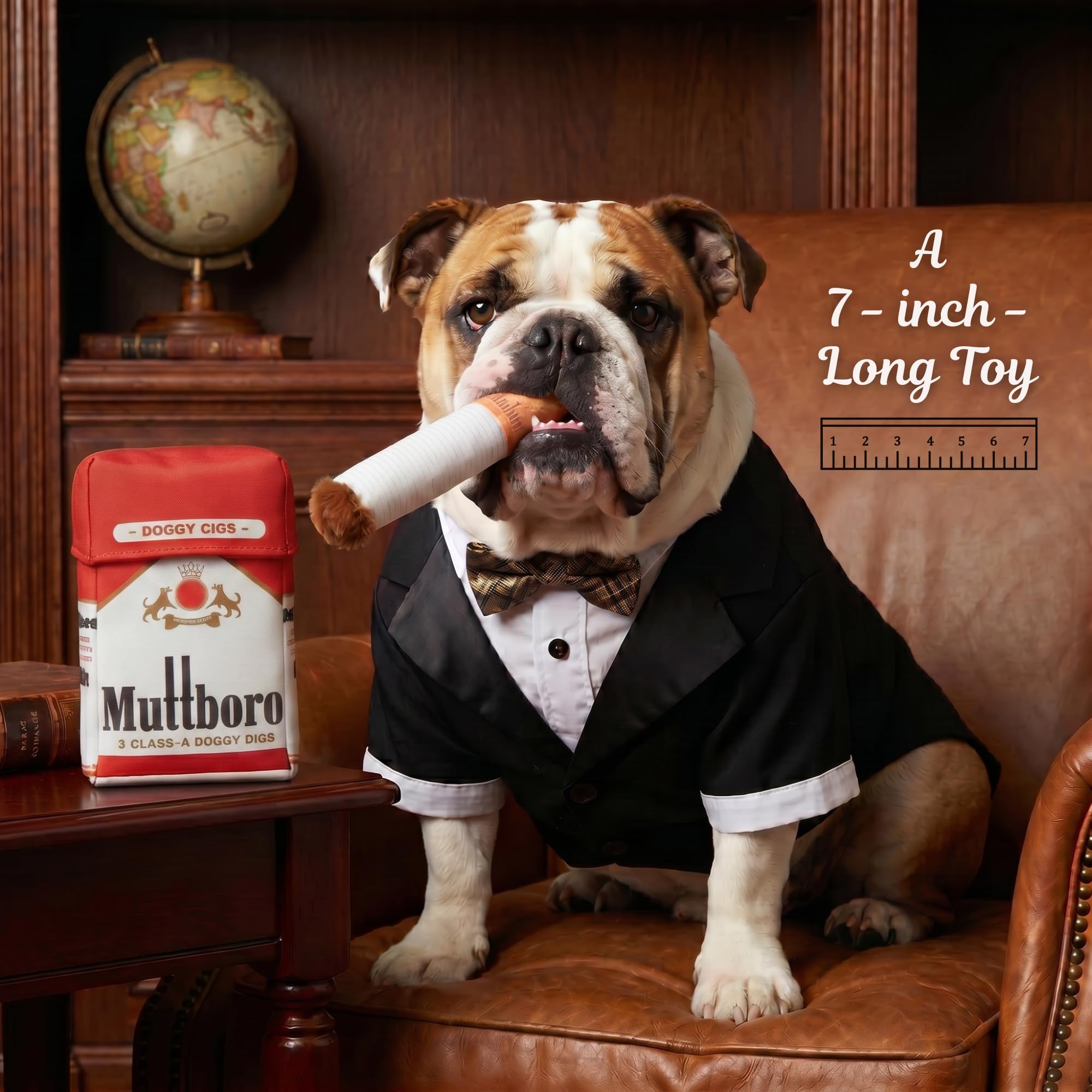 Nestpark Muttboro Doggy Cigs - Juguetes divertidos para perros, juguete interactivo de peluche parodia chirriante para perros, juguete interactivo para esconder golosinas para esconderse para