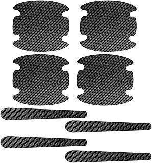 8PCS Car Door Handle Scratch Protector, Car Door Edge Guard, Carbon Fiber Auto Doors Handle Cup Paint Guard Protective Film, Self-Adhesive Scratch Collision Protection Guard for Autos (Black)