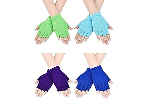 4 Pairs Kids Fingerless Gloves for Girls and Boys