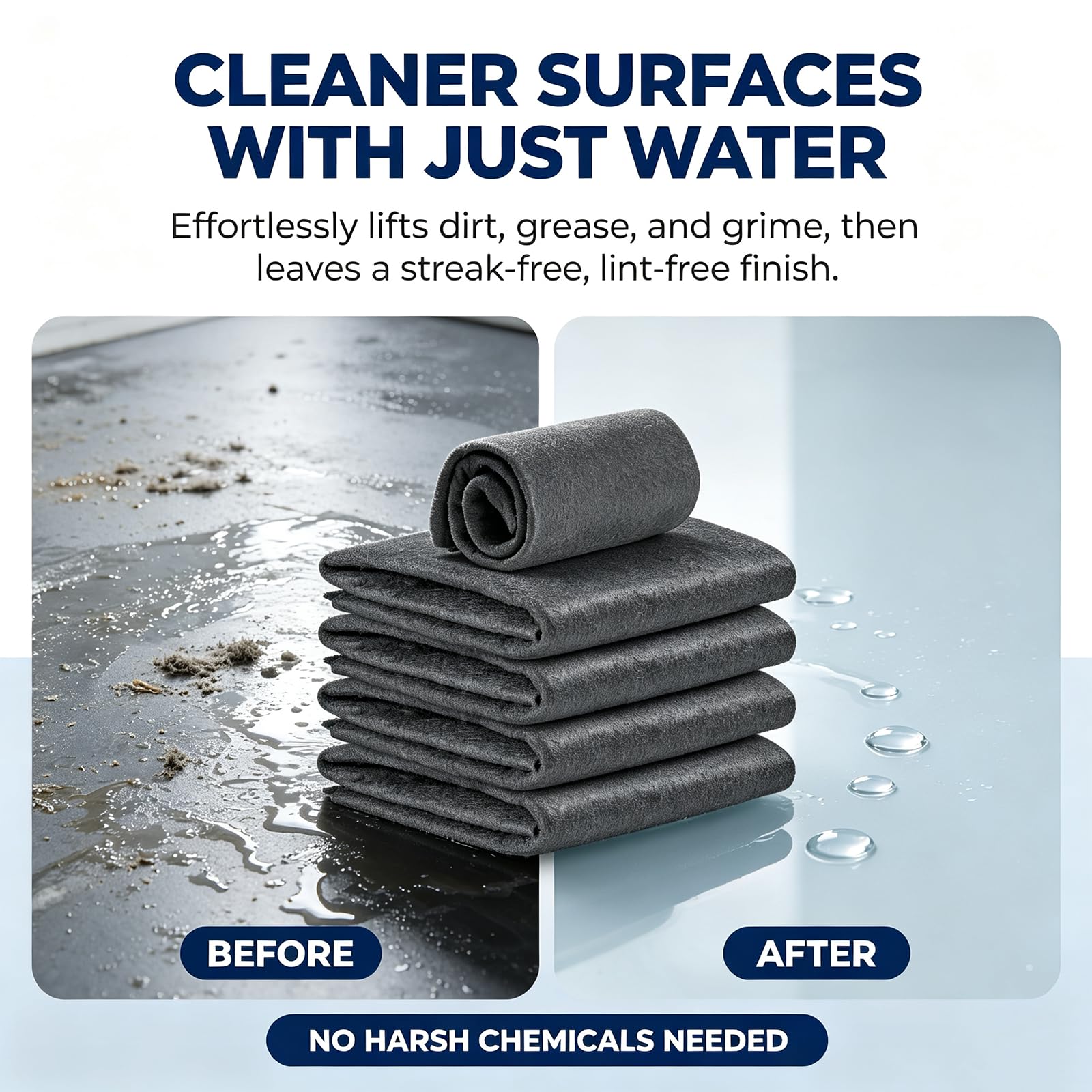 Verdicktes Magisches Reinigungstuch, Wiederverwendbares Mikrofasertuch, Magic Cleaning Cloth, Verdickt Putzlappen für Fenster, Edelstahl & Dusche, Autos，15 Stück