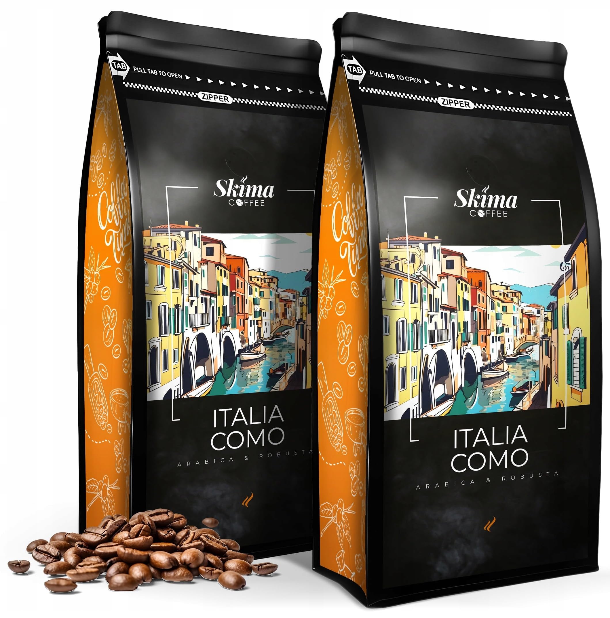 SkimaCoffee Café en grano 2 x 1 kg ITALIA COMO BLEND recién tostado