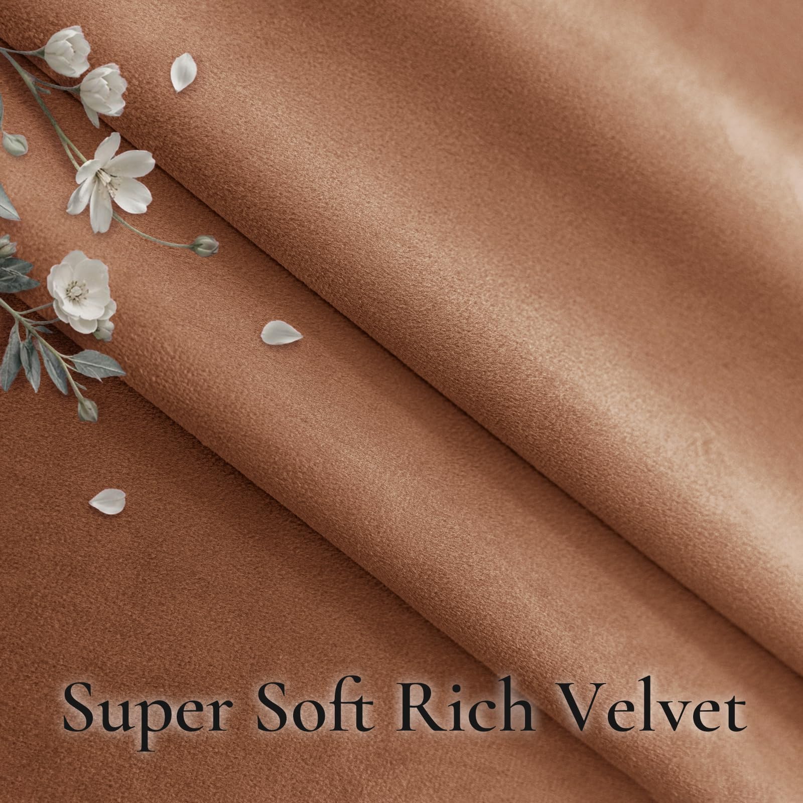 Ystyle Samt Vorhang Blickdicht 2er Set, H225 x B140 cm, Karamell