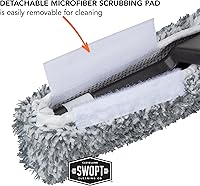 Vista 8 de SWOPT Cabezal de escobilla de goma combinada de 12 pulgadas, hoja con almohadilla de microfibra desmontable, intercambiable con todos los productos