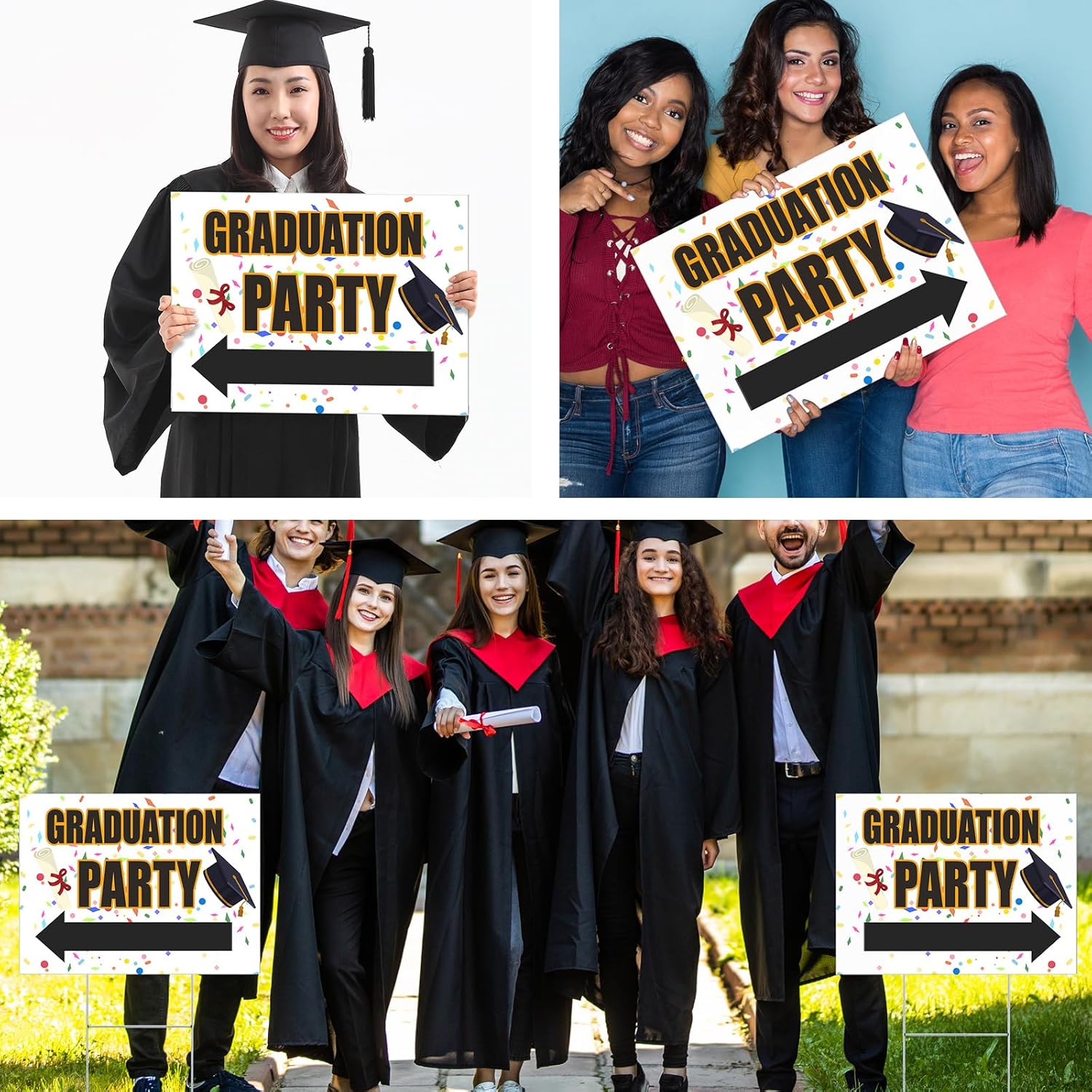 4 Packs Graduation Yard Sign Class of 2026 Graduation Party Sign with Metal Stakes 16 x 12'' Plastic Congrats Grad Lawn Decor for Senior 2026 College Pathway Photo Booth Outdoor(Classic)