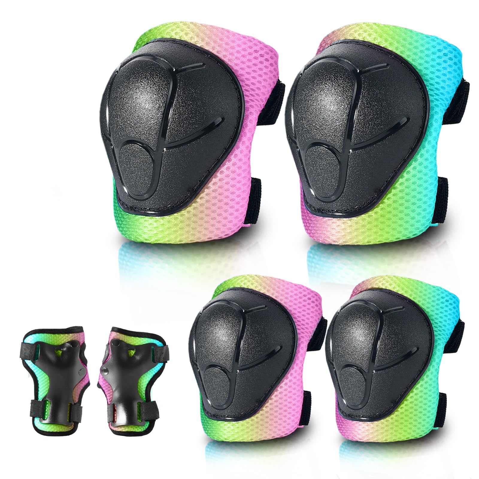 Almohadillas para monopatín para niños, jóvenes, adultos, coderas y muñequeras, equipo de protección, correas dobles fuertes y clips ajustables de fácil fijación para patineta, patinaje,