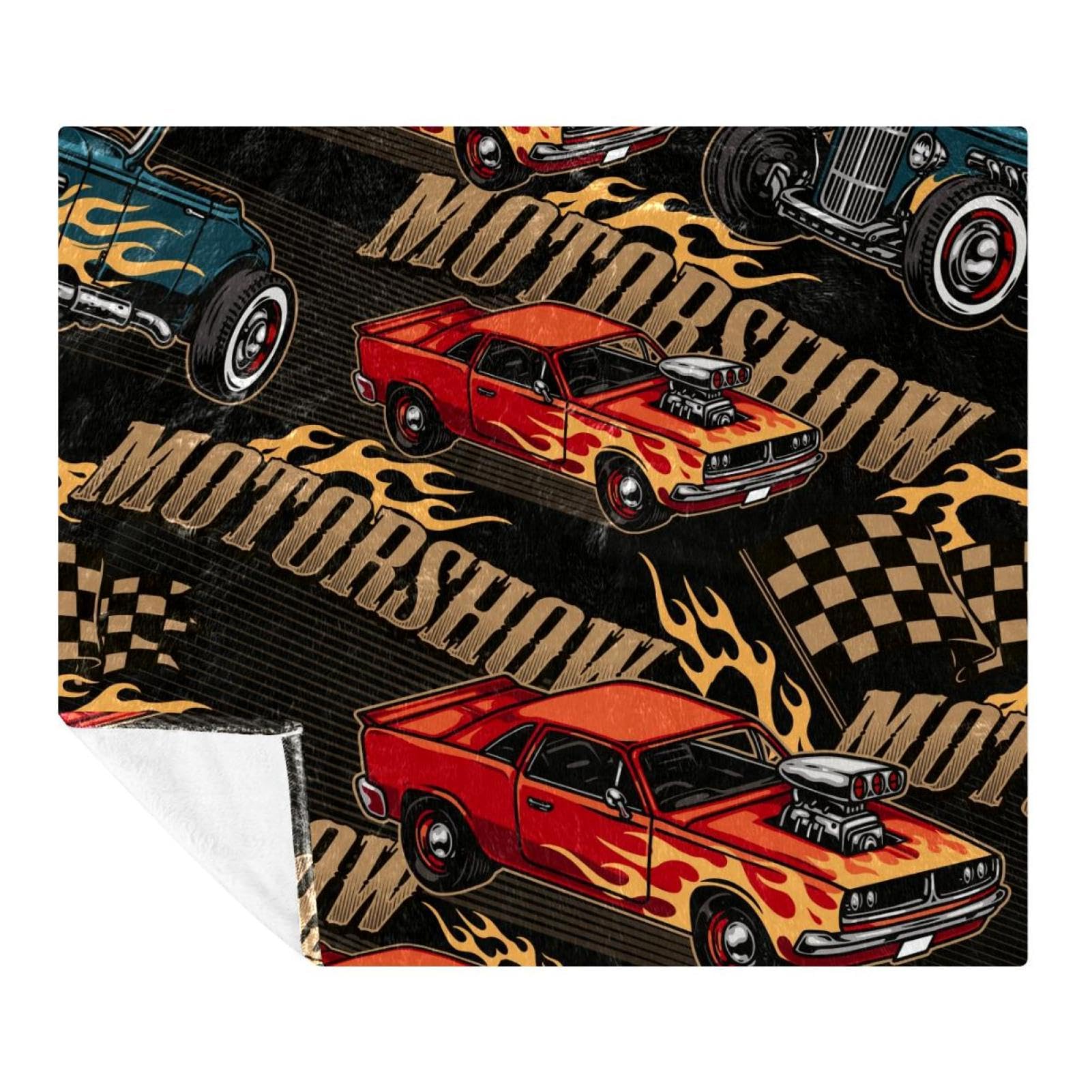 Couverture polaire en microfibre Motorshow 150x200 cm douce pour lit et canapé