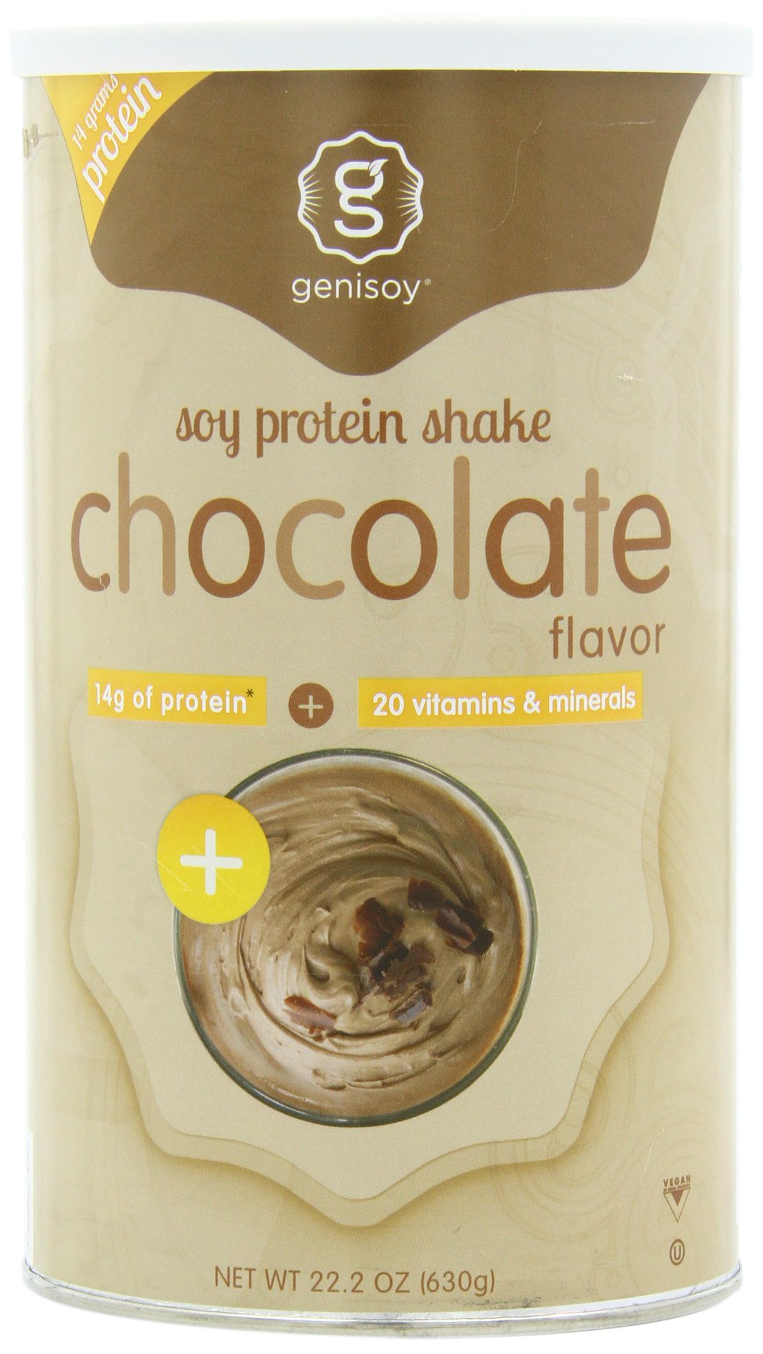 Genisoy Soy Protein Shake, Chocolate Protein Shake, 22.2-Ounce Canisters (Pack of 2)