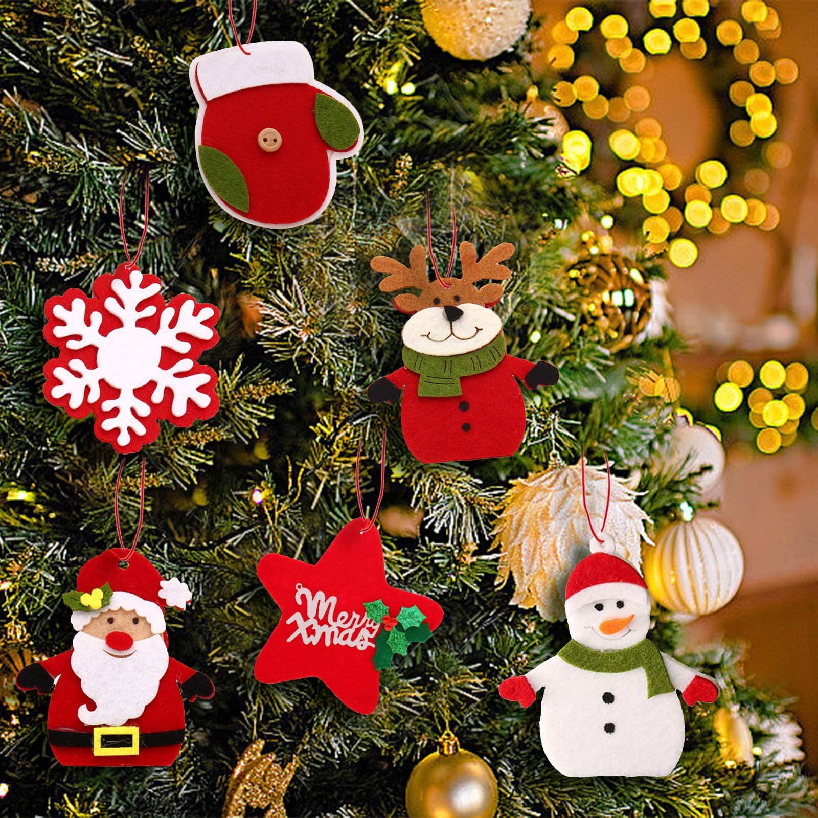 HTTDSLF Kit Bricolage Noel Enfant, 24 Kits De Bricolage De NoëL Pour Enfants, Bricolage De Noël Décoration Autocollants, Pour GarçOns, Filles, NoëL