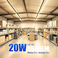 Vista 2 de Barrina Paquete de 6 lámparas LED T5 integradas individuales, 4 pies, 2200 lm, 3000 K (blanco cálido), 20 W, luces de tienda de servicios públicos