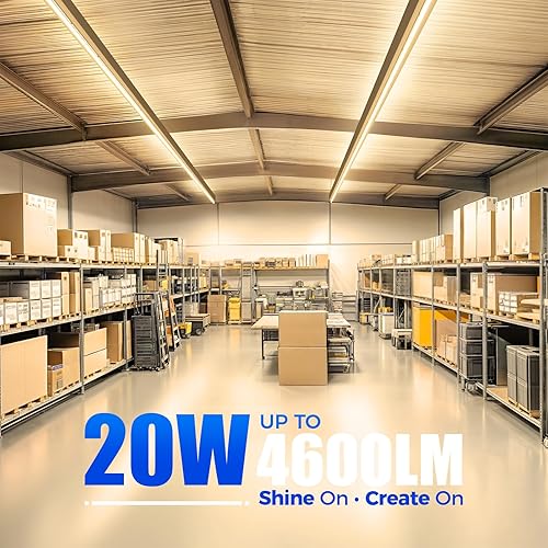 Miniatura 10 de Barrina Paquete de 6 Artefacto individual candil LED T5integrado 4 pies 2200lm 6500K Blanco súper claro 20W Luz para tienda techo y debajo clóset