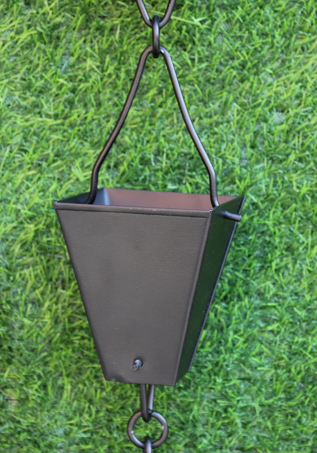 KAM Home Bronze Tapered Square Cups Rain Chain with Installation Kit (Black, 14)
