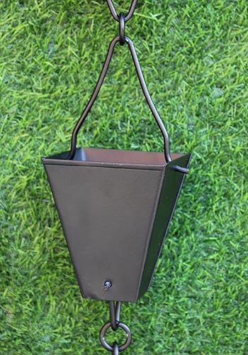 Miniatura 2 de KAM Home - Cadena de lluvia de copas cuadradas cónicas de bronce con kit de instalación (negro, 10)