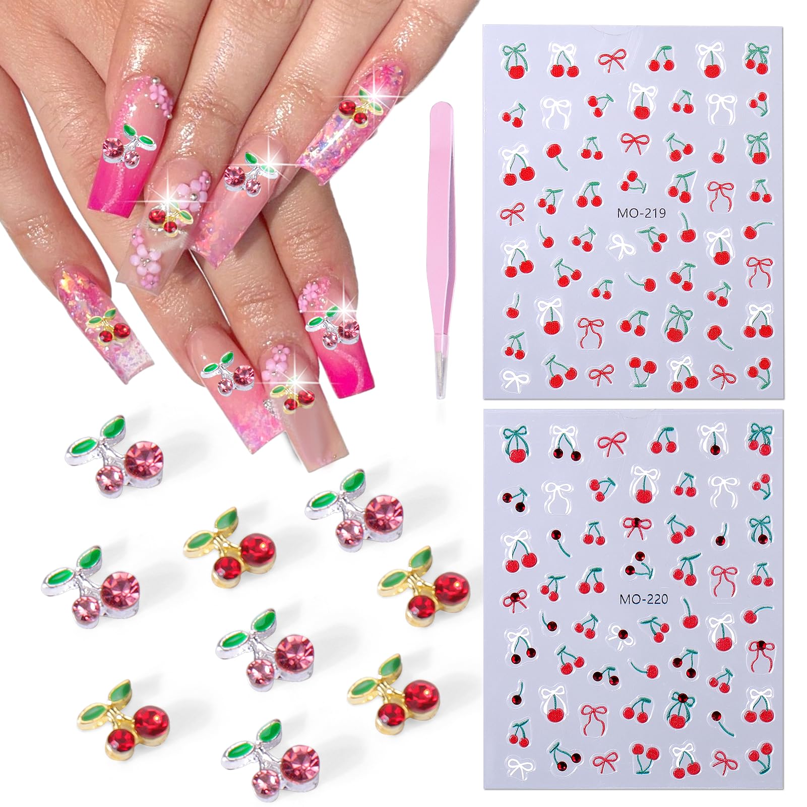 cherry. ネイルパーツ Amazon.com: Vodolo 20pcs Cherry Nail Charms for Nails