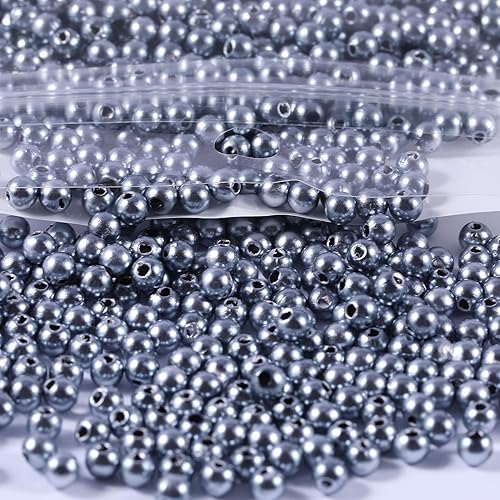 Miniatura 8 de 1200 cuentas de perlas para manualidades, cuentas redondas de 0.236 pulgadas con agujero para fabricación de joyas, manualidades, pulseras, collares