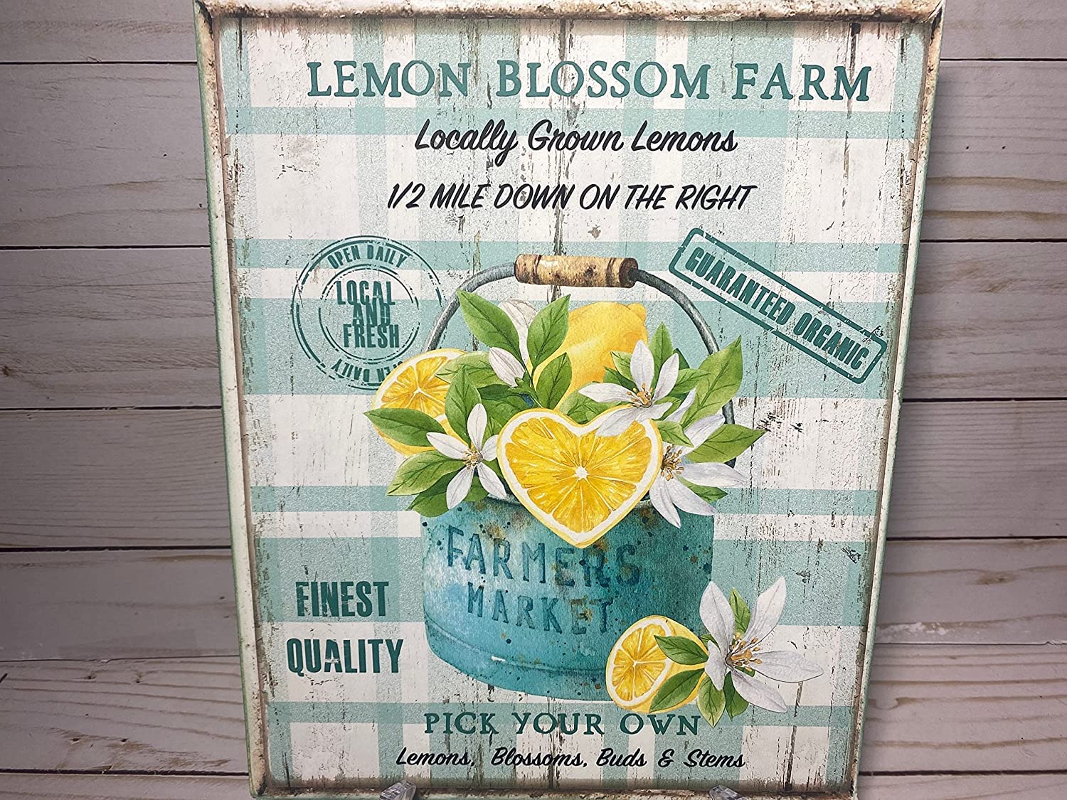 Sanavie Lemon Decor, Lemon Kitchen Wall Decor, Farmers Market Lemon Blossom Sign Garden Restaurant Cafe Home Wall Decor Art Tin Sign Vintage 8X12 Inches