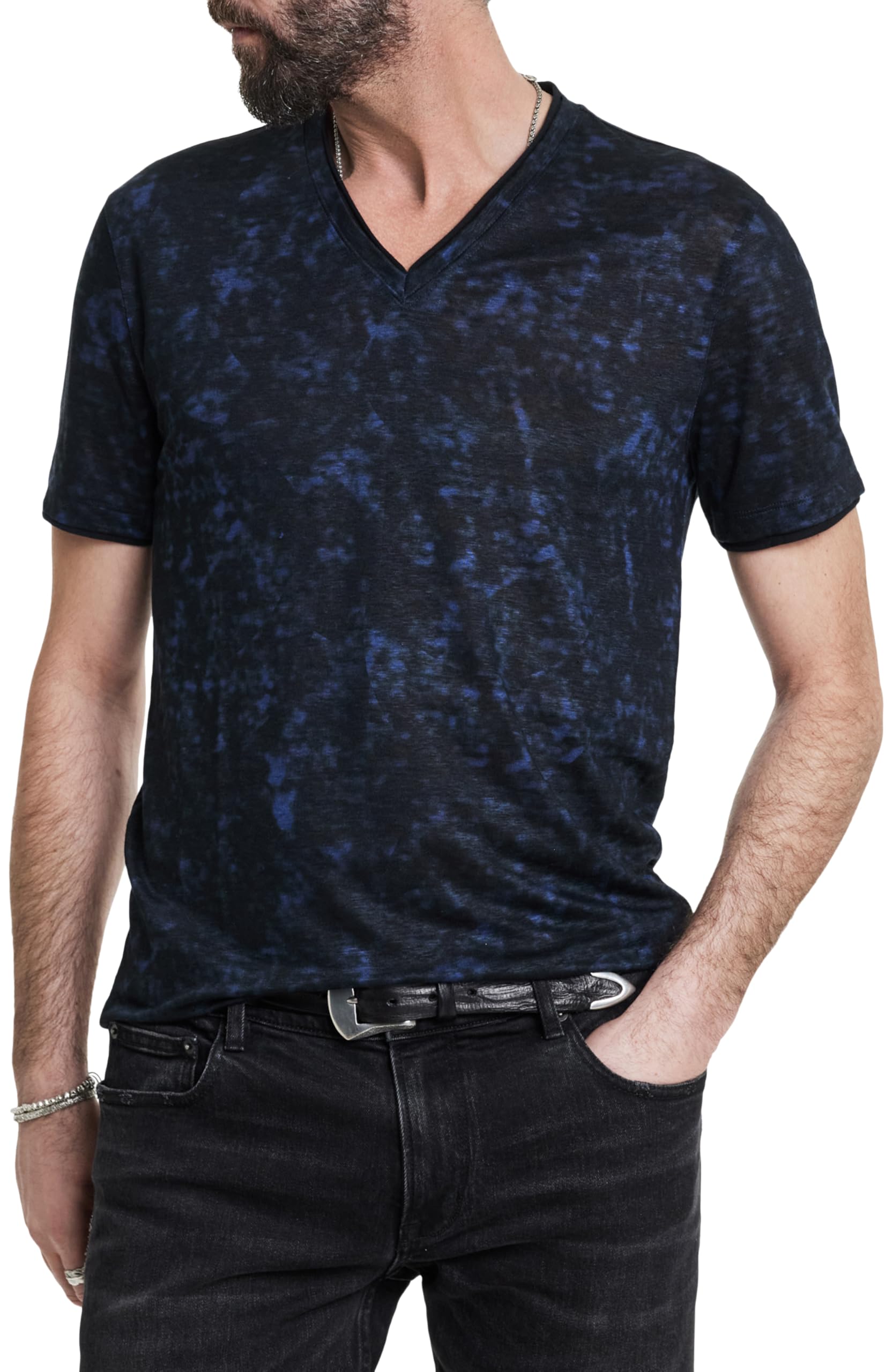 John Varvatos Men's Wooster V-Neck, Midnight, S