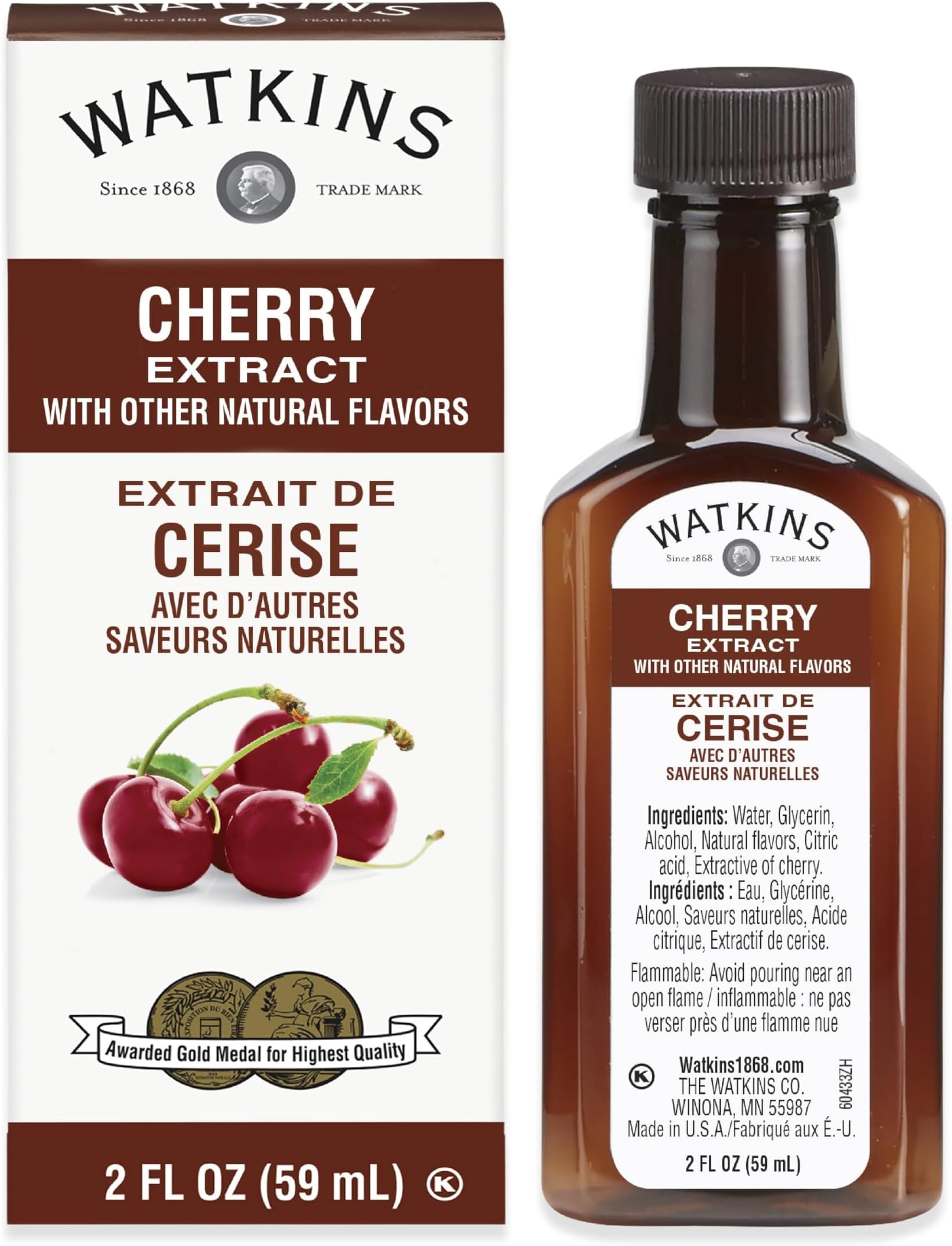 Watkins Cherry Extract with other Natural Flavors, 2 oz. Bottles, Pack of 6 (Packaging May Vary)