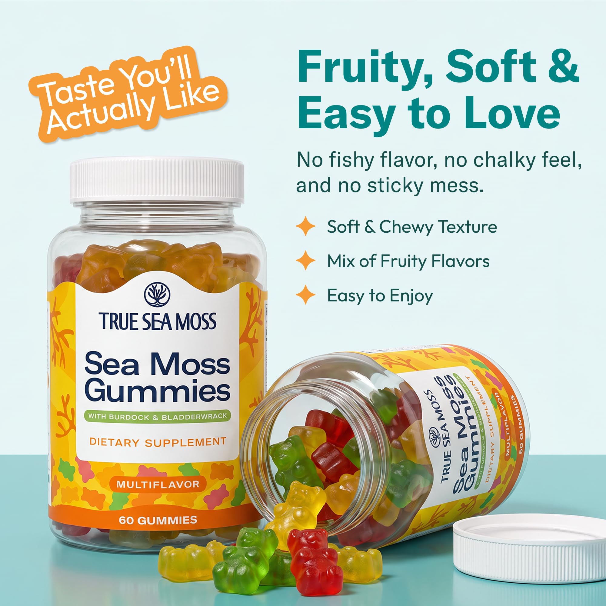TrueSeaMoss Irish Sea Moss Gummies with Burdock Root & Bladderwrack – Formula for Adults & Kids – 60 Gummies (Packaging May Vary) — Amazon image 5