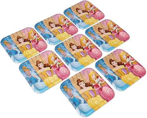 Miniatura 2 de American Greetings, Suministros para fiestas, platos llanos de papel de princesa Disney, 8 unidades
