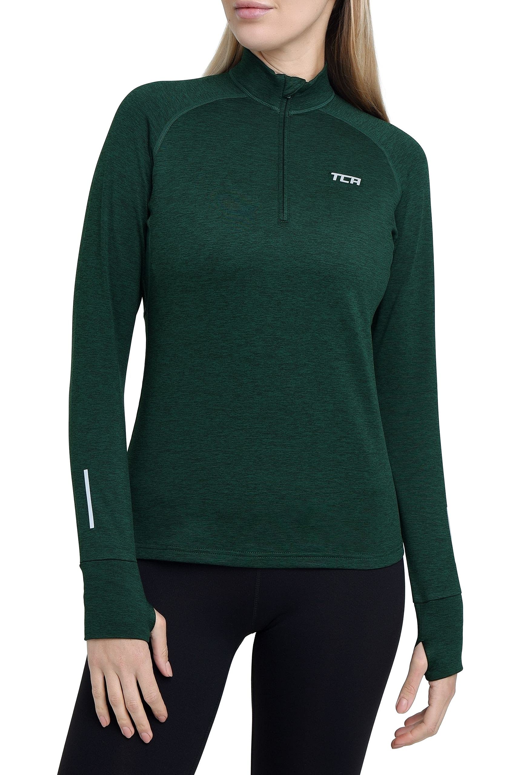 Tca Women's Woodland Winter Run Half-Zip Long Sleeve Running Reflective Training Workout Outdoor Athletic Top - Xl