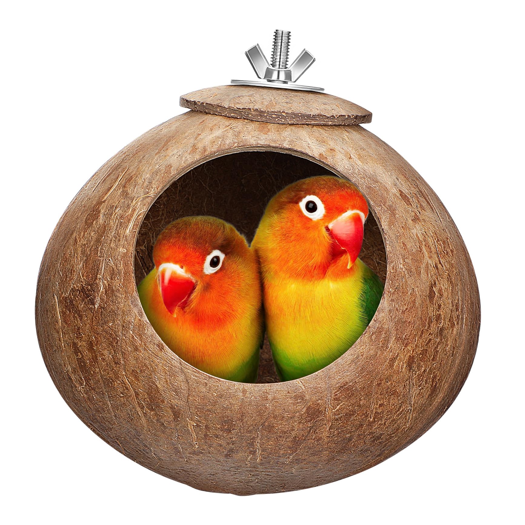 balacoo Vogelhaus aus Kokosnussschalen, natürliche Kokosnuss-Schale, Vogelkäfig für Wellensittiche, Papageien, Haustiere