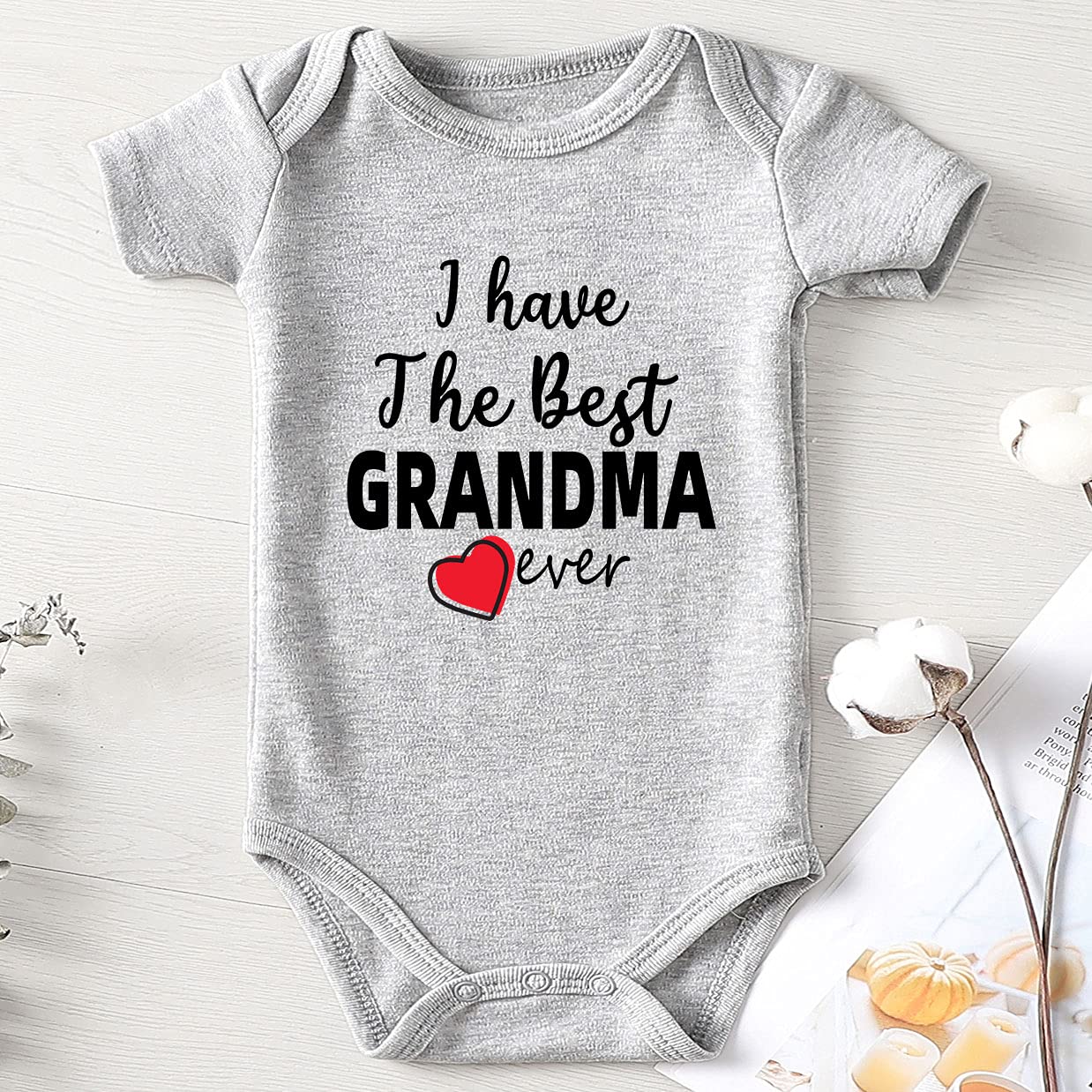 shlrzy Love Grandma Baby Boy Clothes Unisex Funny Baby Girl Bodysuits gifts gray 0-3Months