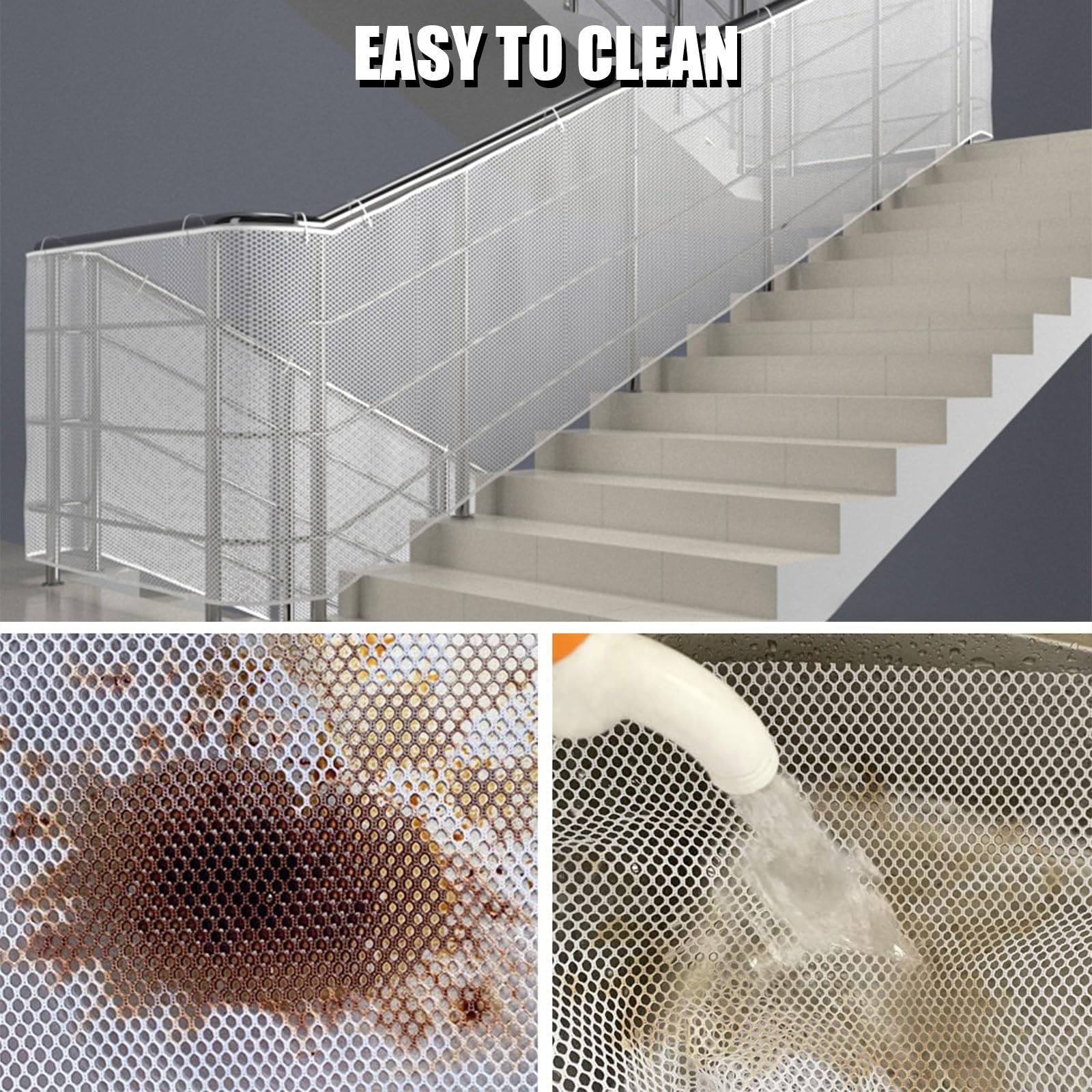 Rete Di Sicurezza Per Balcone E Scale - 3m X 79cm, Per Bambini E Animali, Con Fibbie E Corde - Foto 10