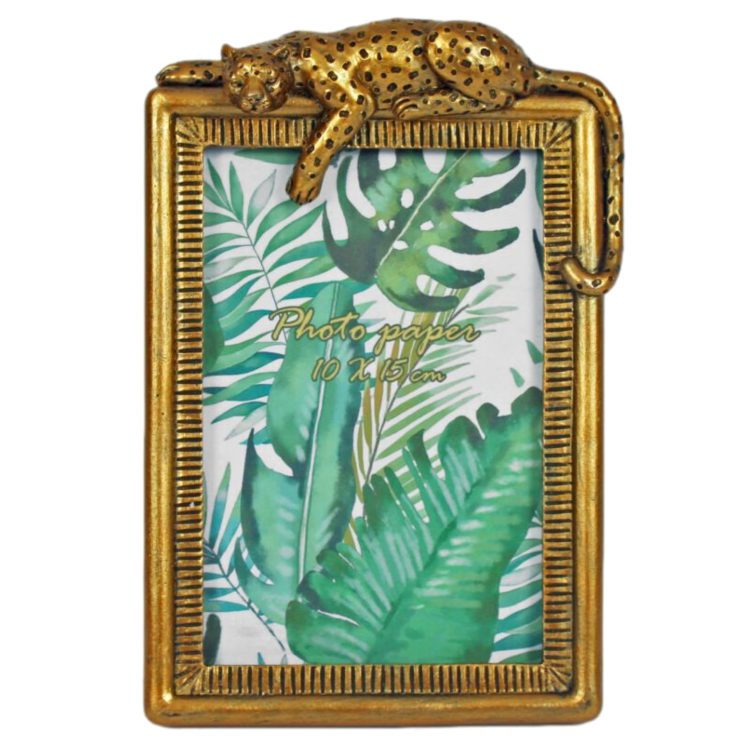 Fyne-Finds Gold Leopard Cheetah Photo Frame Free Standing Picture Holder 6X4 Vintage Look