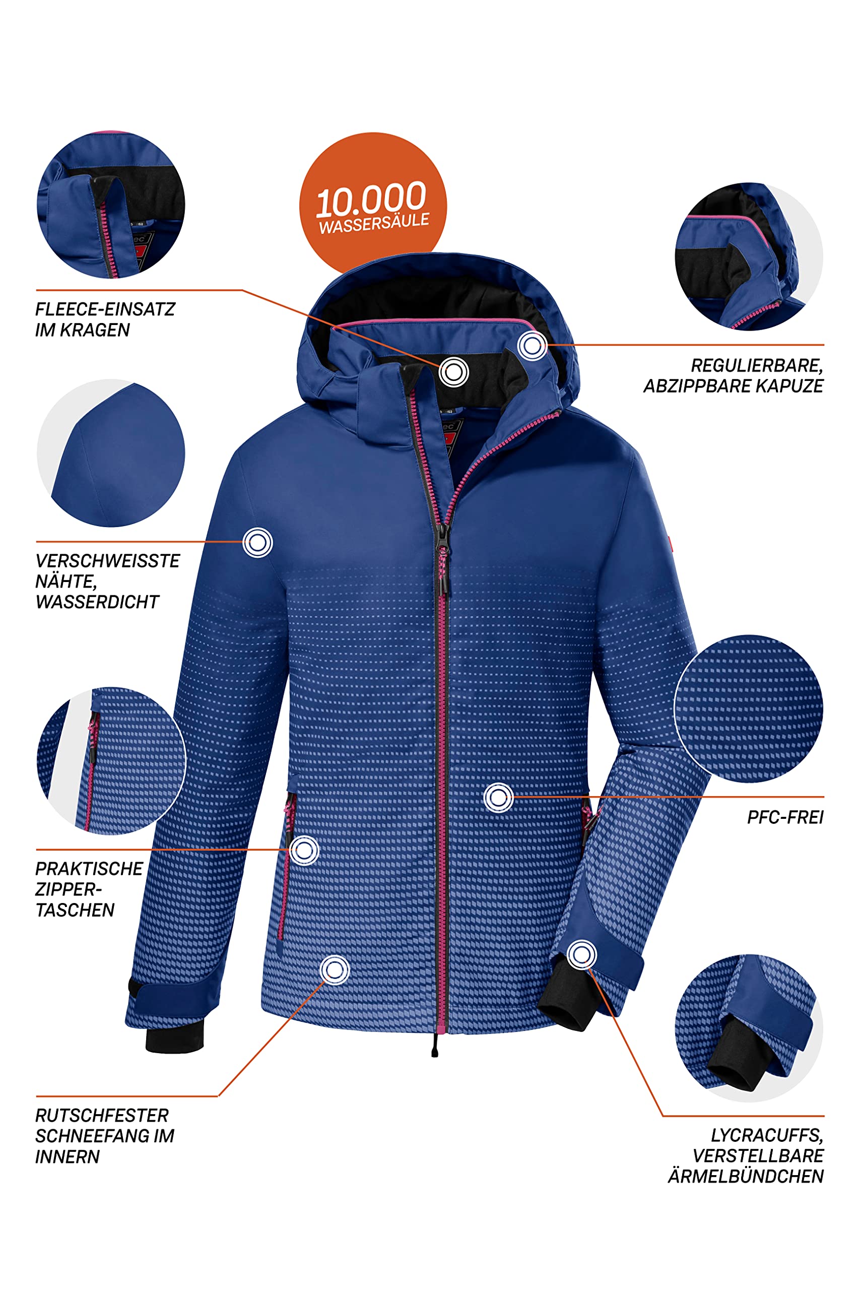 Killtec Ksw 158 Grls Ski Jckt Veste de ski avec capuche et jupe pare-neige Fille