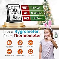 Vista 2 de Antonki Room Thermometer Small Hygrometer Indoor Humidity Monitor Sensor, Digital Temperature and Humidity Meter Gauge for Home, Baby Nursery, Black