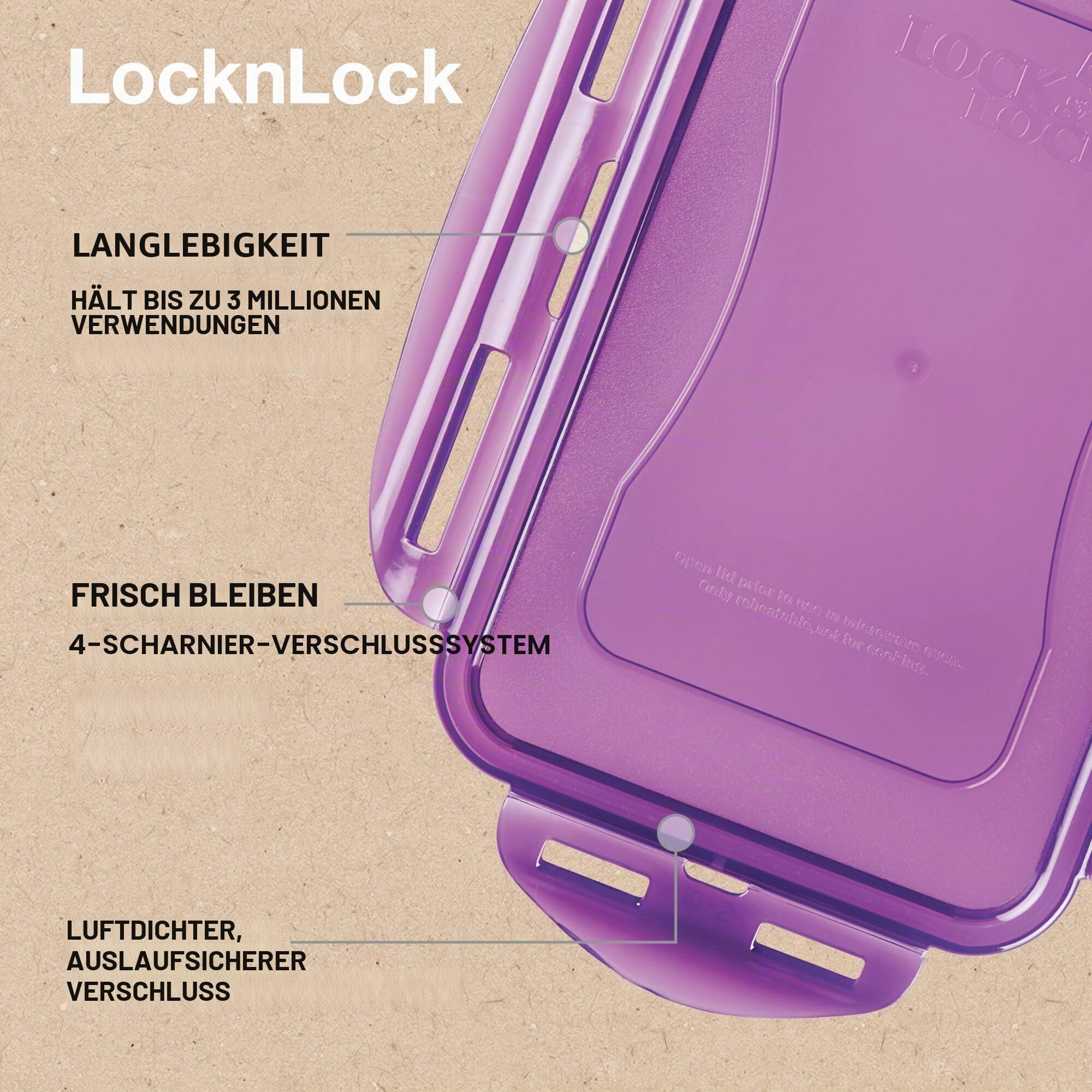 LocknLock Eco Rechteckige Frischhaltedosen mit Deckel, 5er-Set, Kunststoff, luftdicht & wasserdicht, Lebensmittelbehälter, BPA-frei & spülmaschinenfest, 5 x 1 l